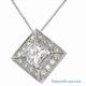 Princess pendant with surrounding round diamonds