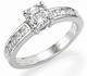 Engagement ring with Caree cut side diamonds