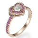 Heart diamond and Pink Sapphires ring
