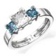 Two aquamarine side stones engagement ring