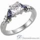 Two blue Sapphires side triangles engagement ring