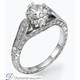 Antique style hand engraved engagement ring