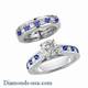 Round Diamonds and Sapphires bridal rings set
