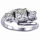 Embracing princess cut three stone engagement ring