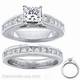 Bridal rings set, 2 carats Princess side diamonds