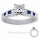 Engagement ring, accent Princess Sapphires & Diamonds