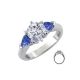 Engagement ring with side Sapphires Pear Shapes