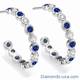 Diamonds and Blue Cylon Sapphires Hoop Earrings