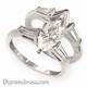 Bridal rings set, tapered baguettes side diamonds