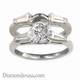 Bridal rings set, side tapered Baguette diamonds