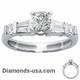 Engagement ring, with Baguette and round diamonds