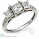 3 stone diamond ring, Princess cut, side diamonds