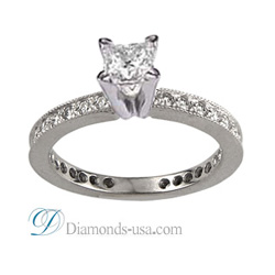 Mill grained round diamonds engagement ring