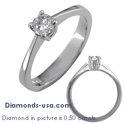 Low profile solitaire engagement ring settings