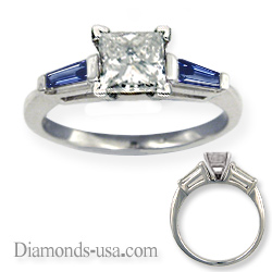 Accent Baguette Sapphires engagement ring settings