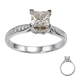 Cathedral engagement ring with side diamonds