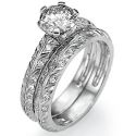 Leaf motif hand engraved Bridal semi mount set