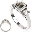 Three rectangular diamonds ring