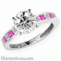 Princess diamonds & pink Sapphires engagement ring, settings