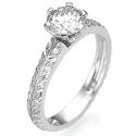Leaf motif with diamonds engagement ring
