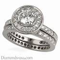 Bridal rings set with side round diamonds