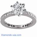 Mill grained engagement ring with side round diamonds , settings