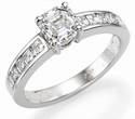 Engagement ring with Caree cut side diamonds