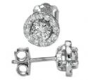 Halo earring studs with 0.31 carats surrounding round diamonds