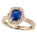1 carat Blue Sapphire Emerald with 1/3 Ct diamonds