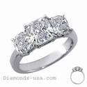 Three stones Cushion cut diamond ring-settings
