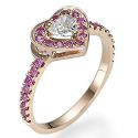 Heart diamond and Pink Sapphires ring