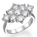 1.50 Carats 9 diamonds cluster dress ring