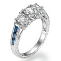 Three diamonds Antique style ring