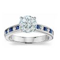 Engagement ring with side Diamond & Sapphire stones