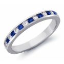 Diamond and Sapphires wedding band, 0.36Cts Tot