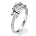 Delicate band three Emeralds diamond ring