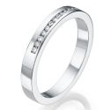 Flat surface wedding band with diamonds