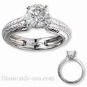 Hand engraved heavy contour engagement ring