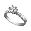 Hand engraved solitaire engagement ring