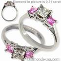 Engagement ring with side Princess pink Sapphires