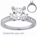 0.80 carats side princess diamonds engagement ring
