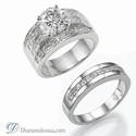 Bridal rings set with 2.40 carats Princess diamonds