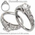 Engagement ring with round side diamonds, settings.