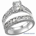 Antique style hand engraved bridal rings set