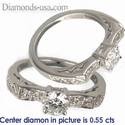 Engagement ring with side diamonds, 0.18 carats