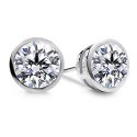 Bezel set for round diamond earrings