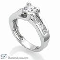 Engagement ring with 3/4 carat side Princess