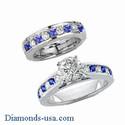 Round Diamonds and Sapphires bridal rings set