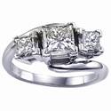 Embracing princess cut three stone engagement ring