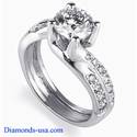 Twisted engagement ring with side Diamonds